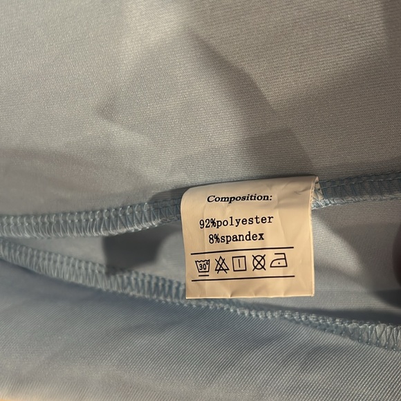 Ice Blue High Low Dress with Flutter Sleeve and Neckline - Picture 9 of 10